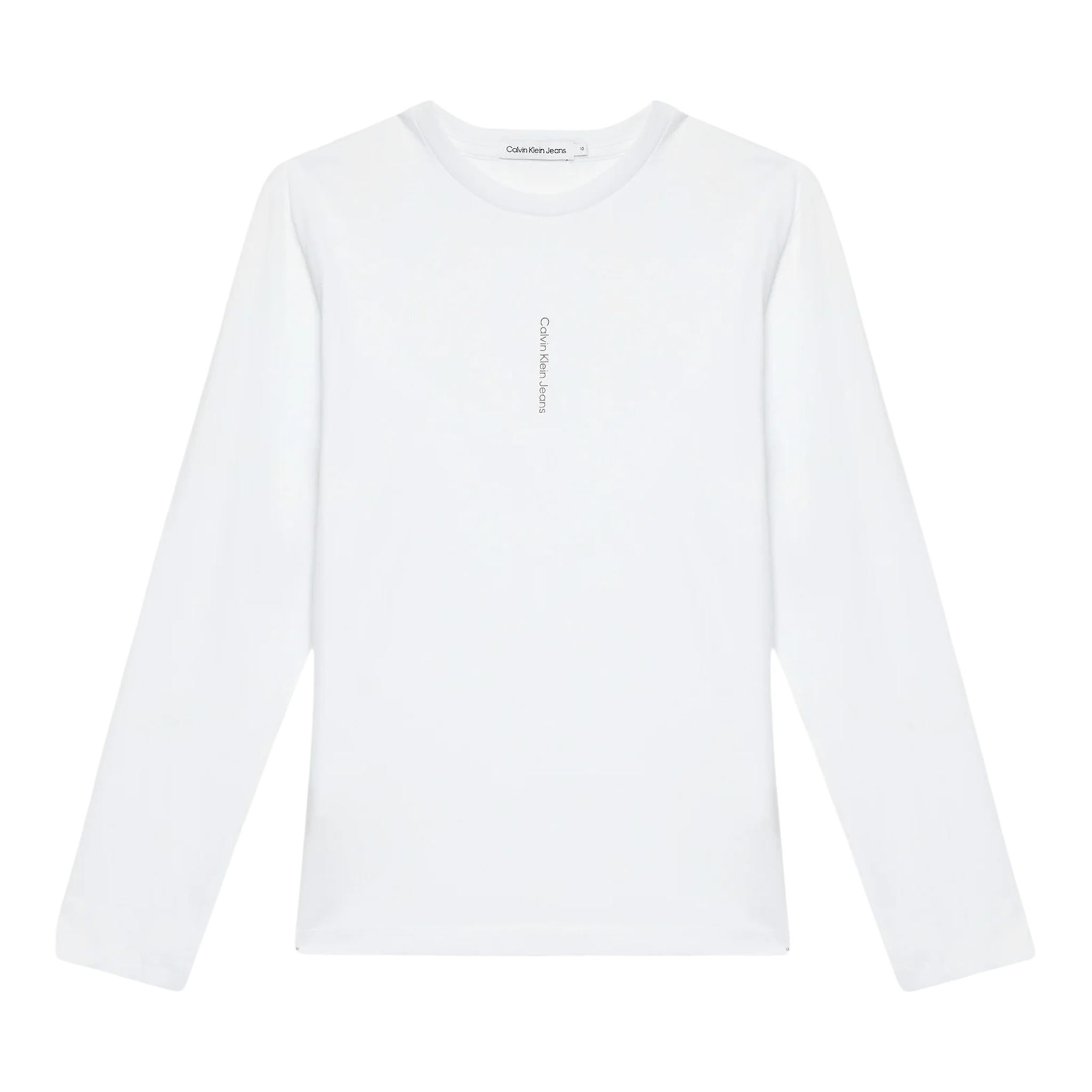 CALVIN KLEIN shirt girocollo tinta unita con stampa Bianco per Bambino IB0IB02166 BIANCO CALVIN KLEIN 