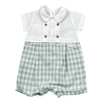 Barcellino Pagliaccetto Bicolore con Fantasia A Quadri per Neonato 120303 BIANCO BARCELLINO 