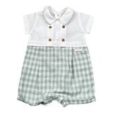 Barcellino Pagliaccetto Bicolore con Fantasia A Quadri per Neonato 120303 BIANCO BARCELLINO 