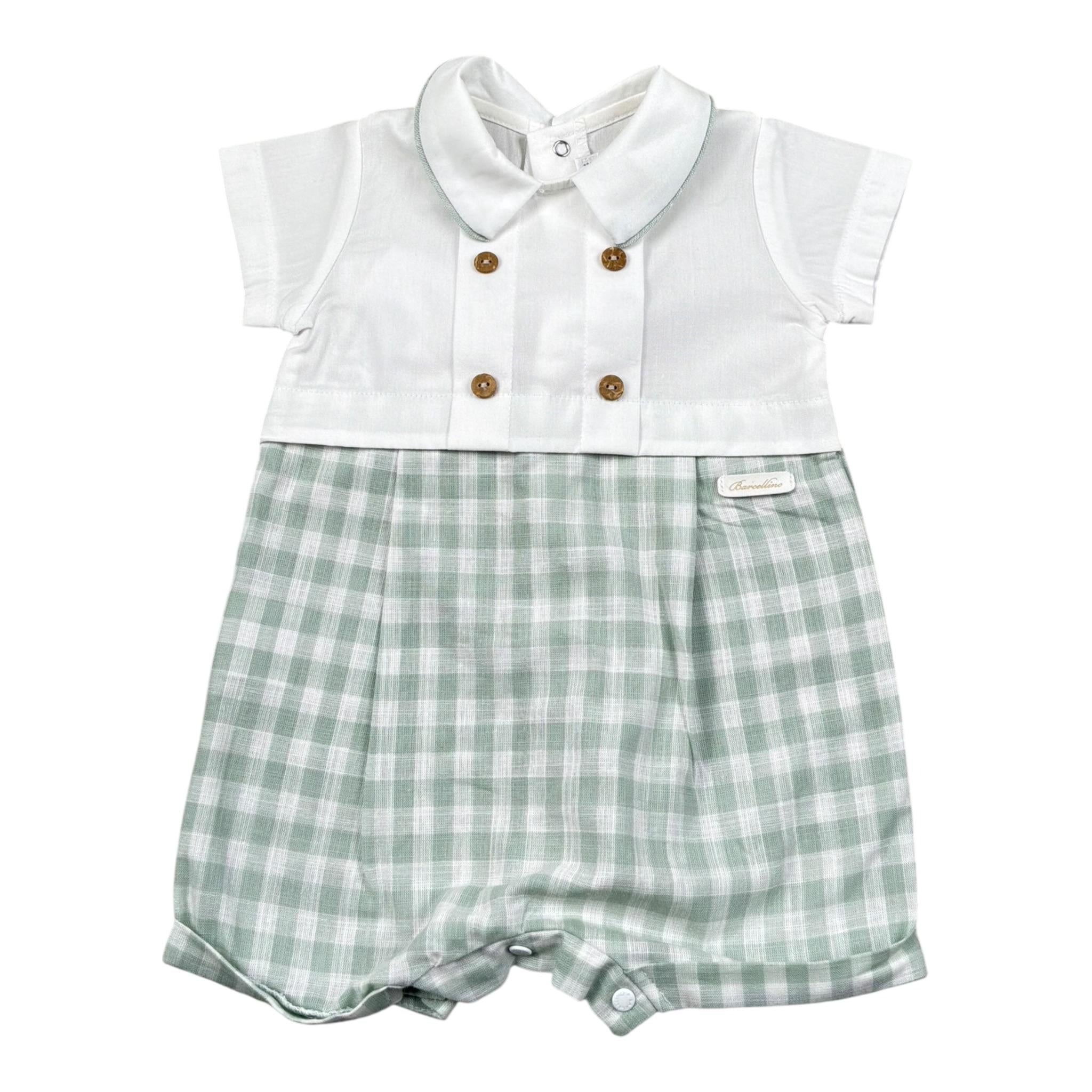 Barcellino Pagliaccetto Bicolore con Fantasia A Quadri per Neonato 120303 BIANCO BARCELLINO 