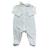 Le Bebe Tutina Manica Lunga Tinta Unita con Ricami per Neonata LBG6303 BIANCO LE BEBE 