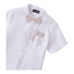 Minibanda Camicia Mezza Manica Tinta Unita con Papillon per Neonato 0B131 BIANCO MINIBANDA 