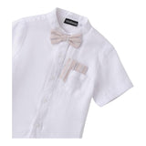 Minibanda Camicia Mezza Manica Tinta Unita con Papillon per Neonato 0B131 BIANCO MINIBANDA 