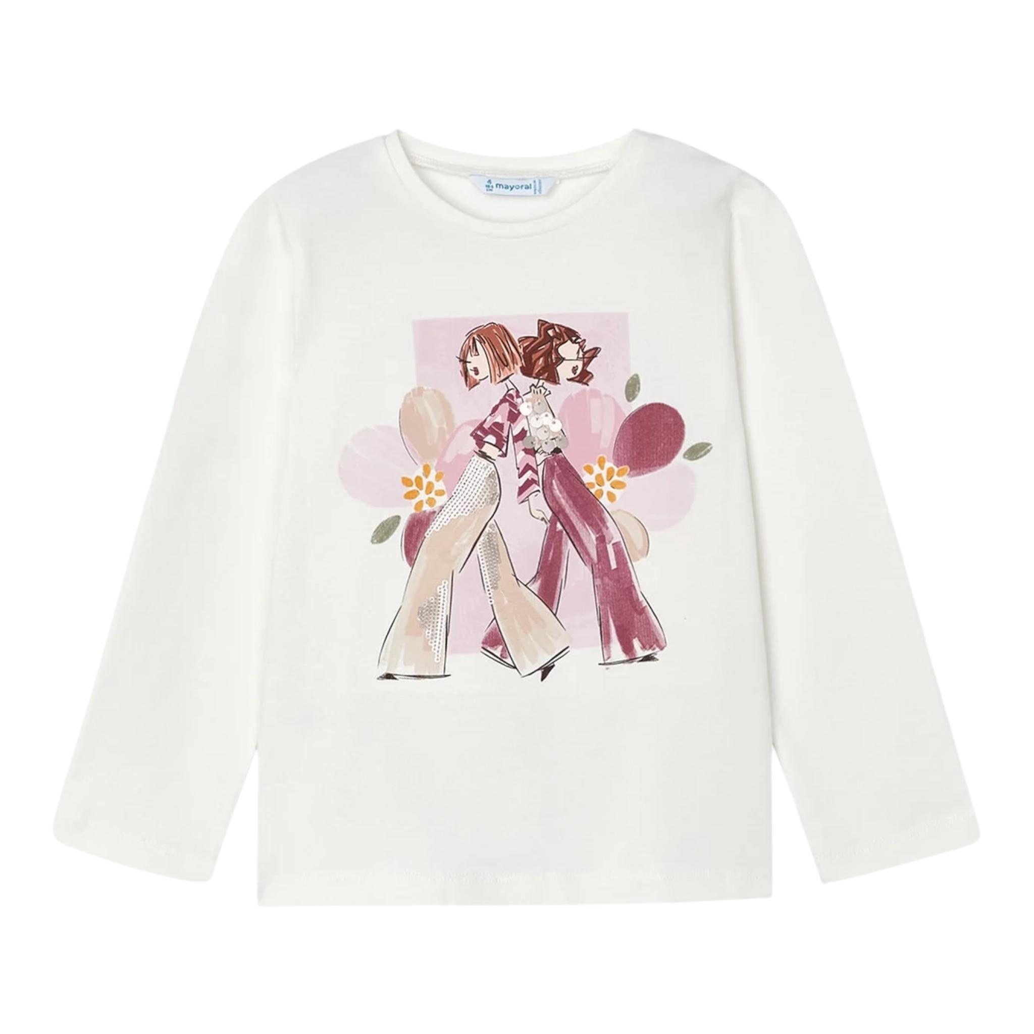 MAYORAL shirt girocollo tinta unita con stampa in contrasto Bianco per Neonata 4067N BIANCO MAYORAL 