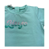 Liu Jo T-Shirt Girocollo Tinta Unita con Brillantini per Neonata HA5037 VERDE ACQUA LIU JO 