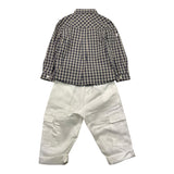 Barcellino Completo Camicia-Pantalone Con Fantasia A Quadri Blu Per Neonato