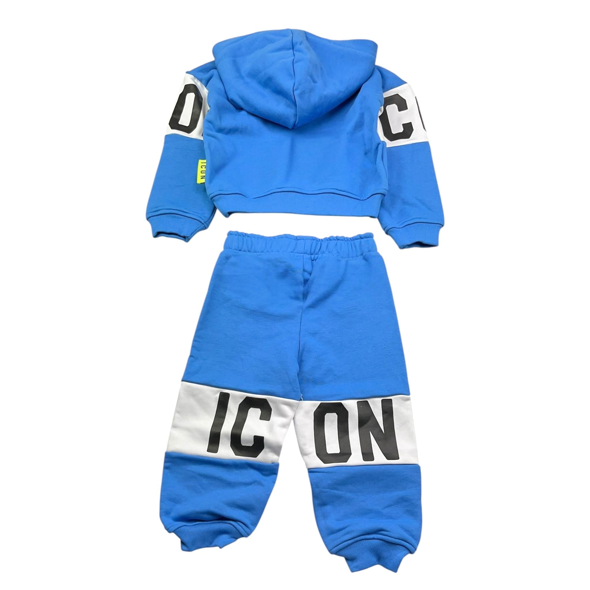 Icon Completo 2 Pezzi Felpa-Pantalone Tinta Unita con Stampa per Neonato INBFS0060 BLU ICON 