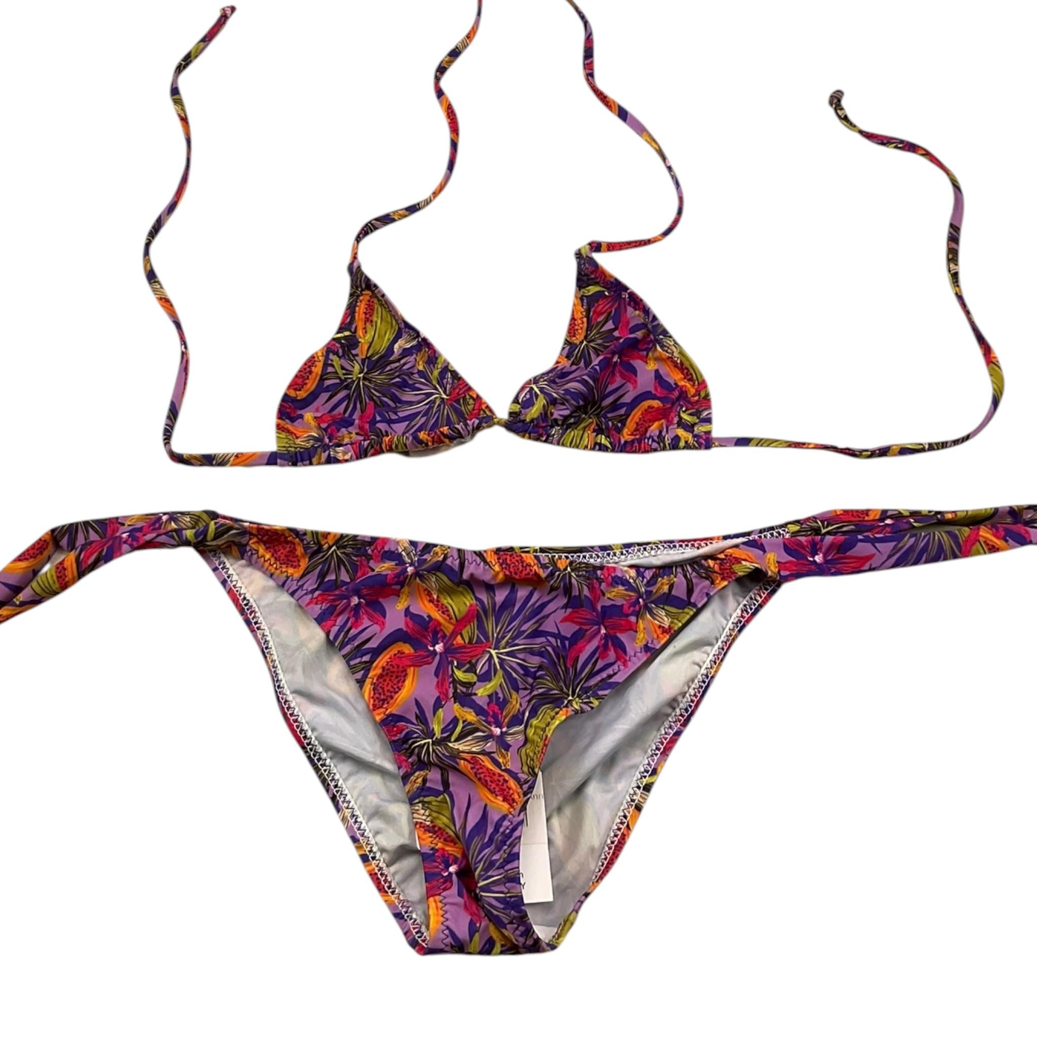 Matinée Costume 2 Pezzi Triangolo-Slip Tinta Unita con Fantasia per Bambina CC4009 VIOLA MATINÉE 