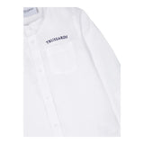 Trussardi Camicia Manica Lunga Tinta Unita con Collo Coreano Bianco per Bambino