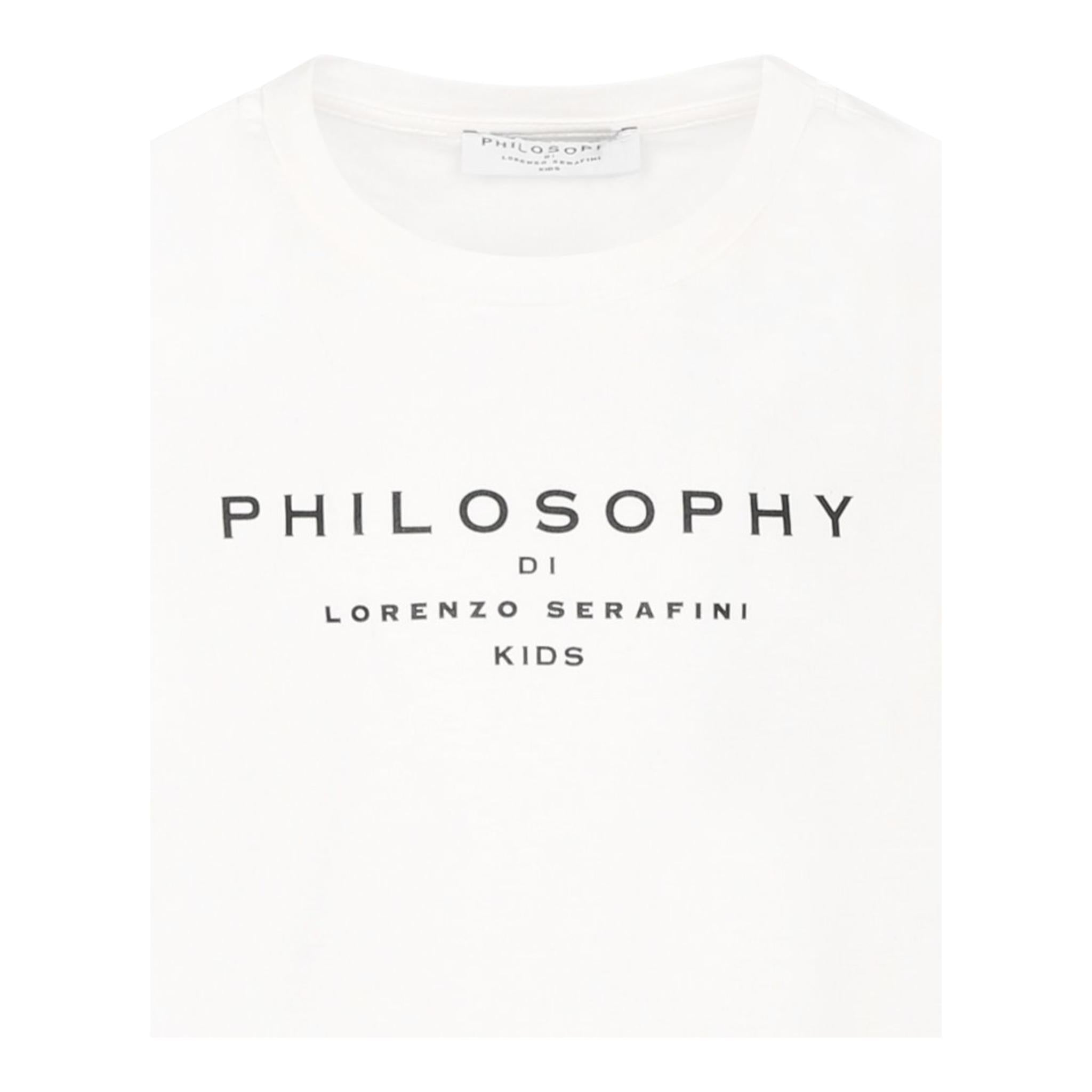 Philosophy T-Shirt Girocollo Tinta Unita con Stampa per Bambina I1E605XX BIANCO PHILOSOPHY 