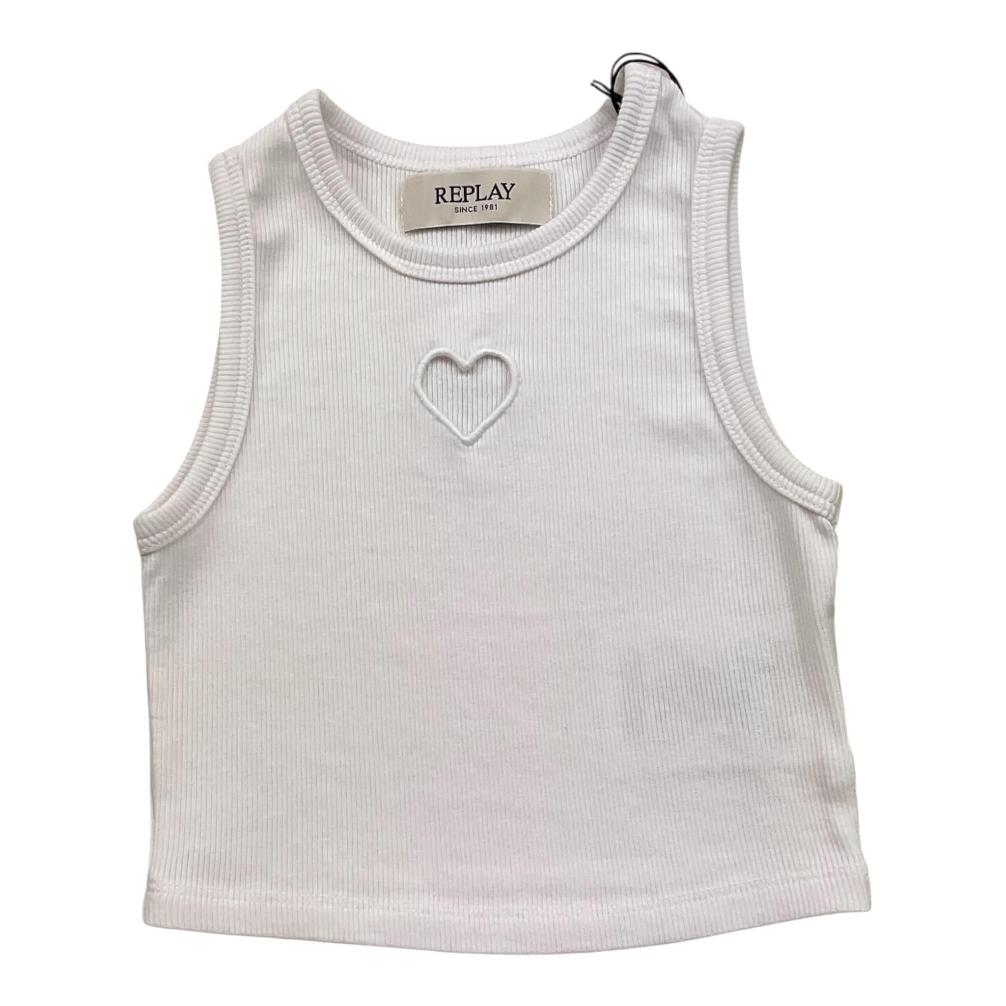 Replay Canotta Tinta Unita con Stampa per Bambina SG7632 BIANCO REPLAY 