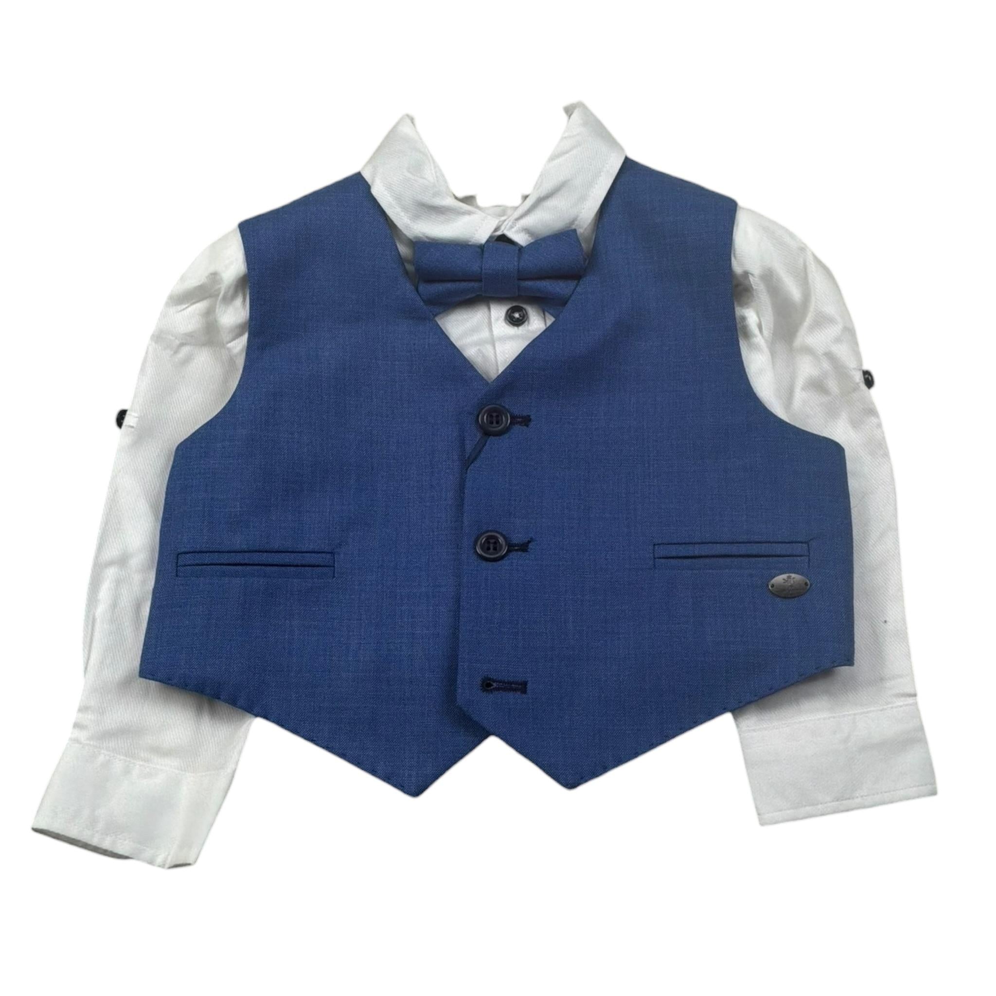 Les Gamins Completo 3 Pezzi Gilet-Camicia-Papillon per Neonato LGMP305512 BLU LES GAMINS 