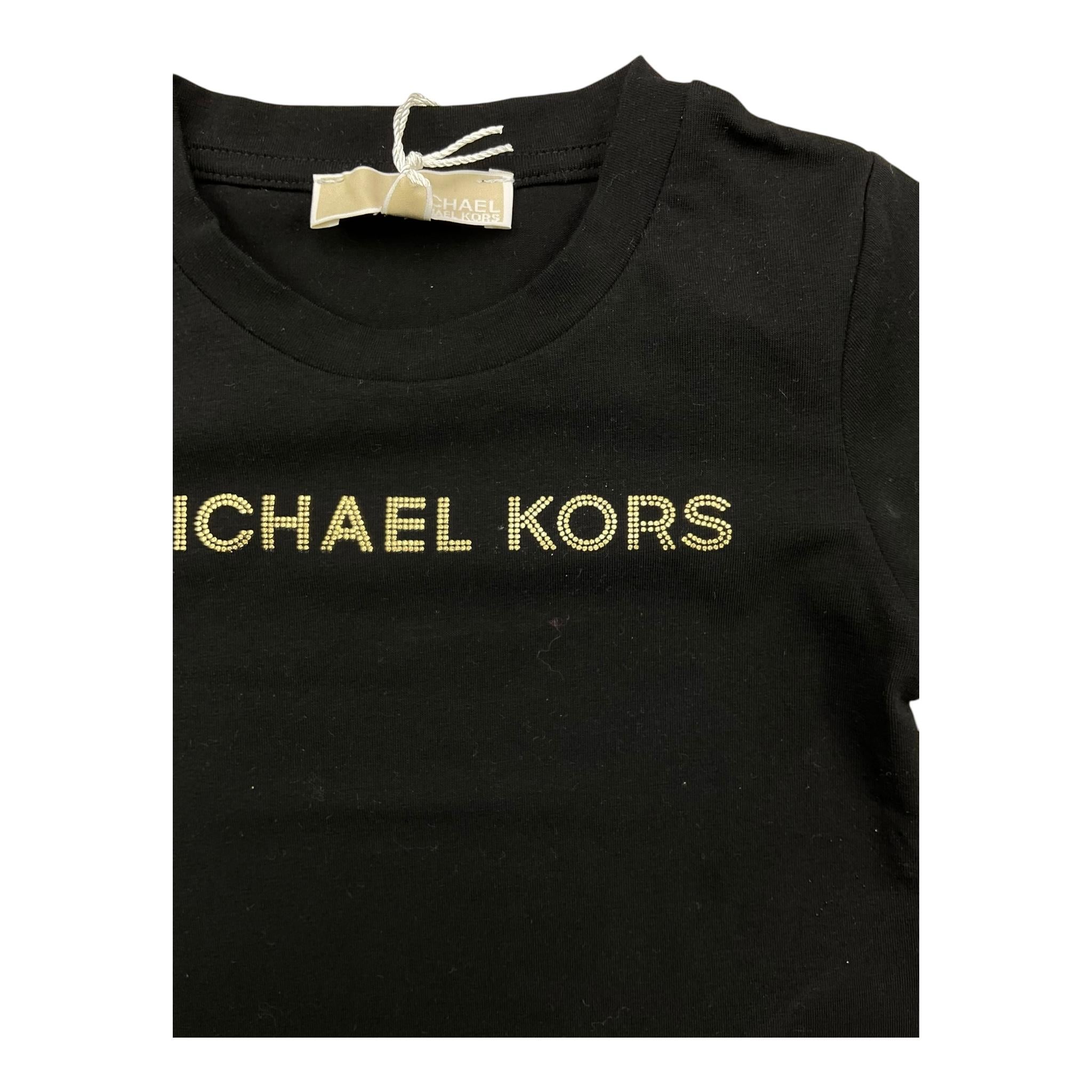 MICHAEL KORS t-shirt tinta unita con stampa Nero per Neonata R30140 NERO MICHAEL KORS 