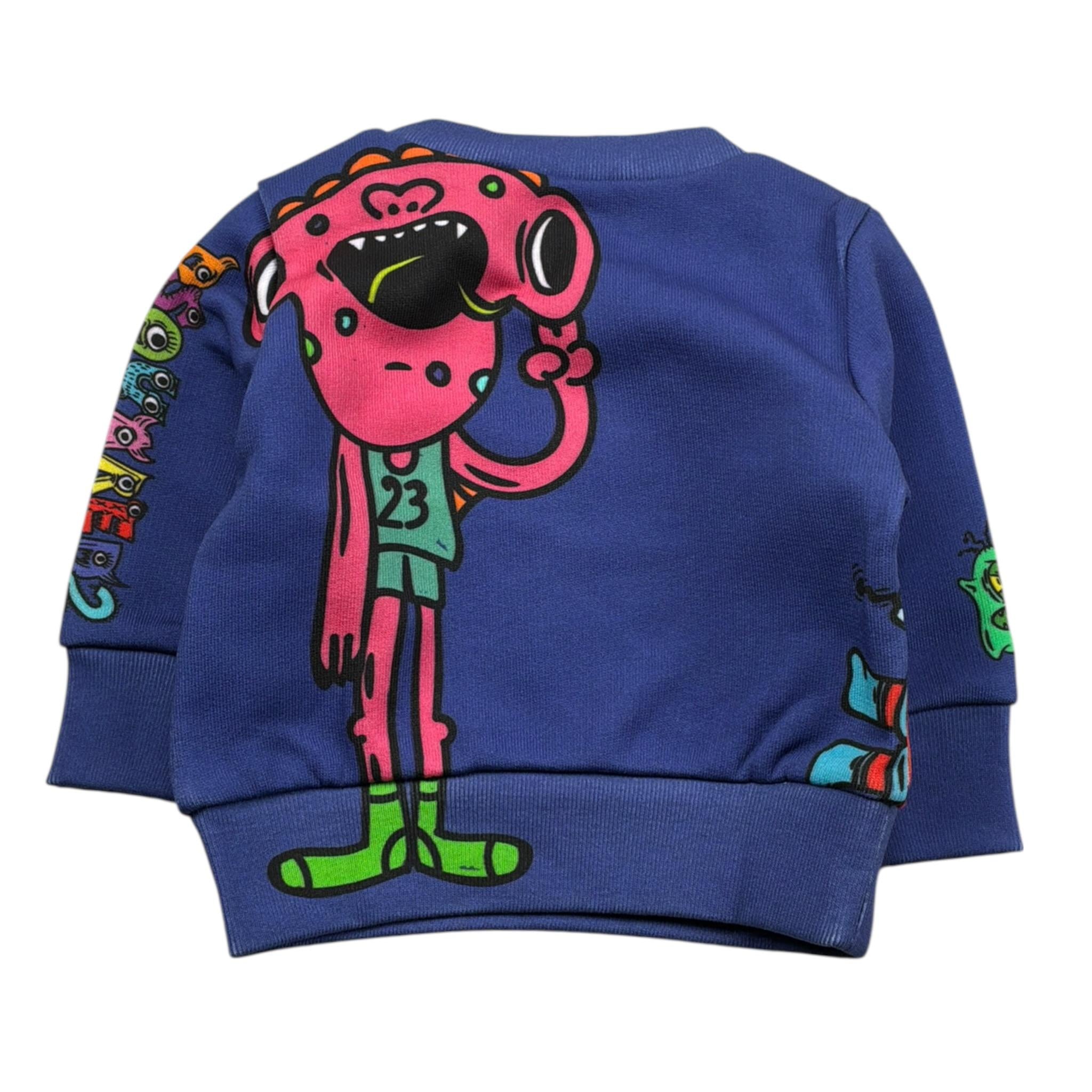 Dsquared2 Felpa tinta unita Girocollo con Stampa Blu per Neonato DQ1833 BLU DSQUARED2 