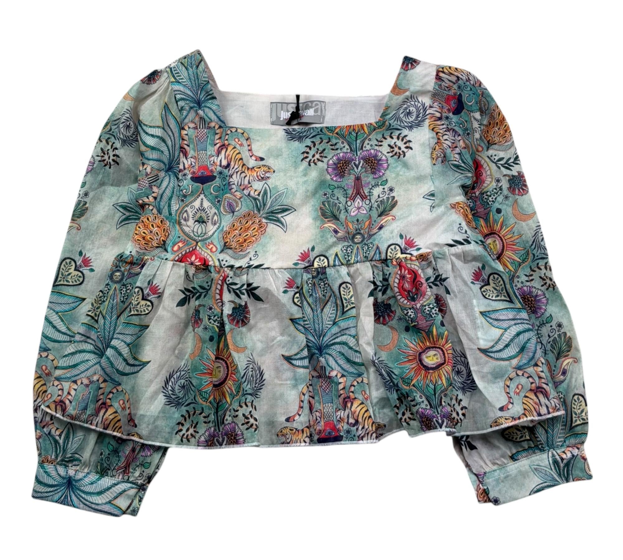 Just Cavalli Camicia Manica Lunga Stampa Fantasia per Bambina JGP26132BL AZZURRO JUST CAVALLI 