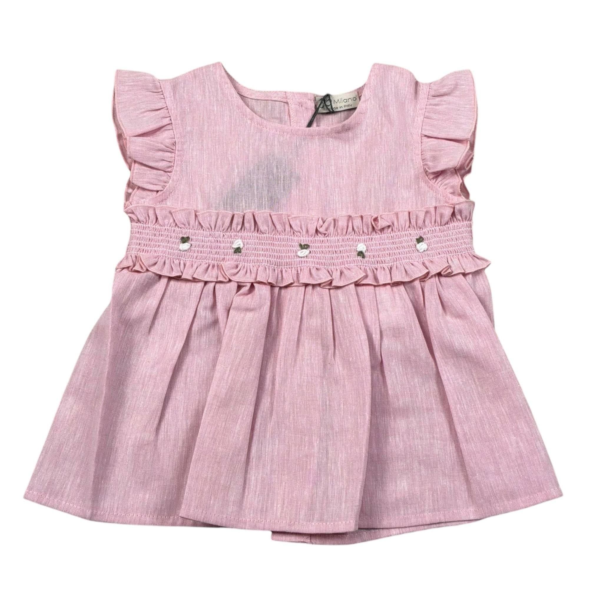 J.O. Milano Camicia Mezza Manica Tinta Unita con Ricami per Neonata 576E1 ROSA J.O. MILANO 