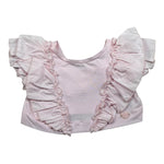 Monnalisa Top Giromanica tinta unita con Rouches Rosa per Neonata 17A300 ROSA MONNALISA 