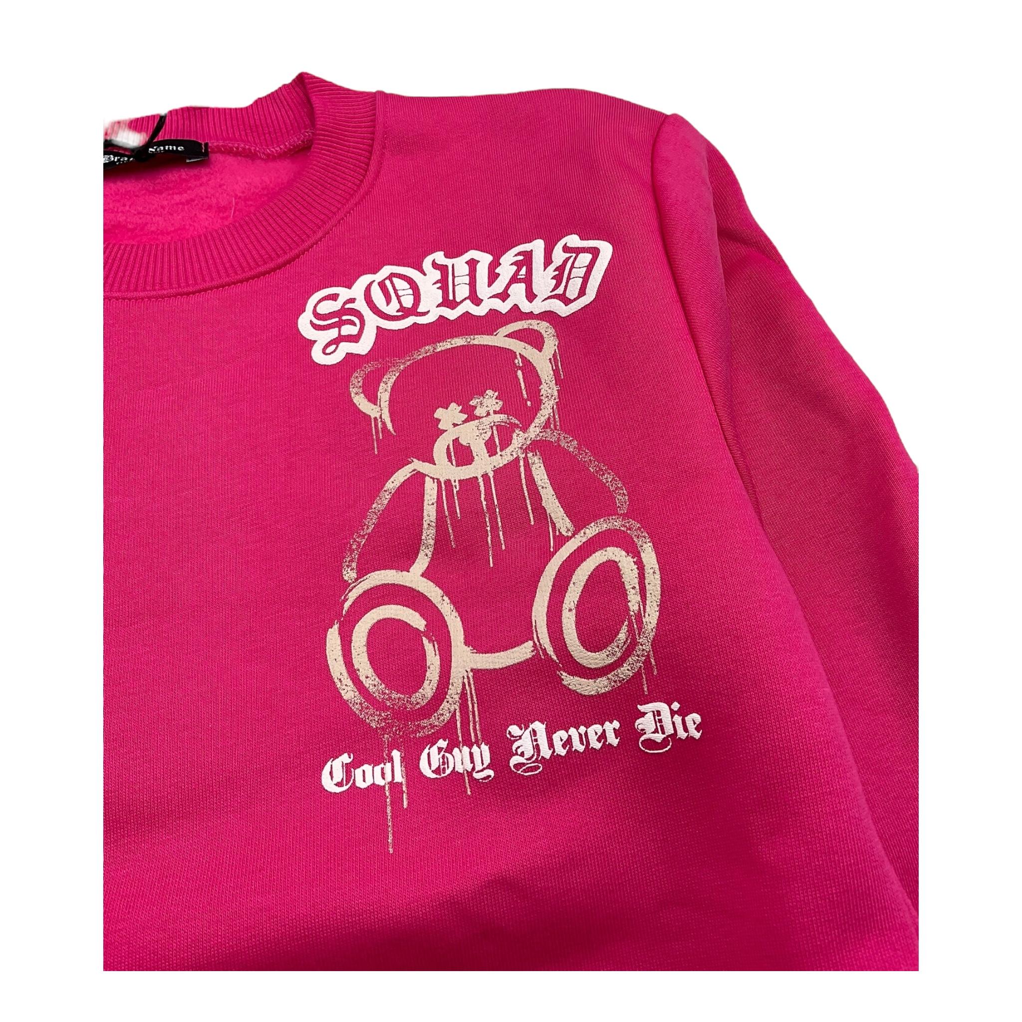 BRAND NAME felpa chiusa girocollo tinta unita con stampa Fuxia per Bambina BN351S FUXIA BRAND NAME 