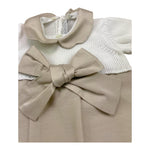 Colibri Pagliaccetto Bicolore Mezza Manica con Fiocco per Neonata 5TPAGL BIANCO/BEIGE COLIBRI 