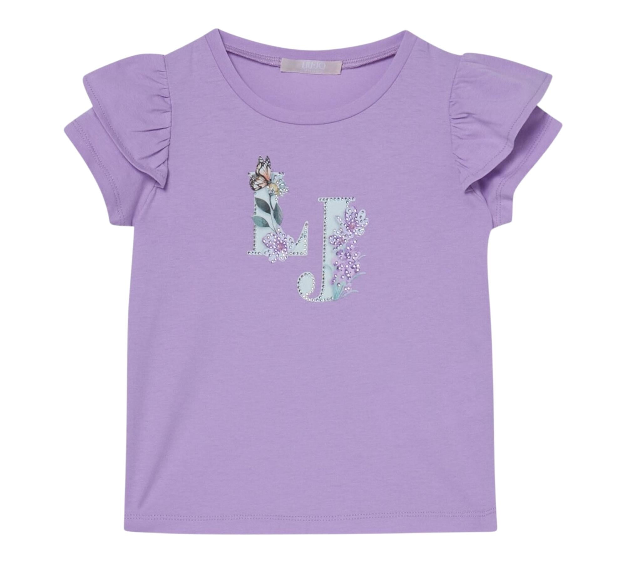 Liu Jo T-Shirt Tinta Unita con Brillantini per Bambina KA5092X GLICINE LIU JO 