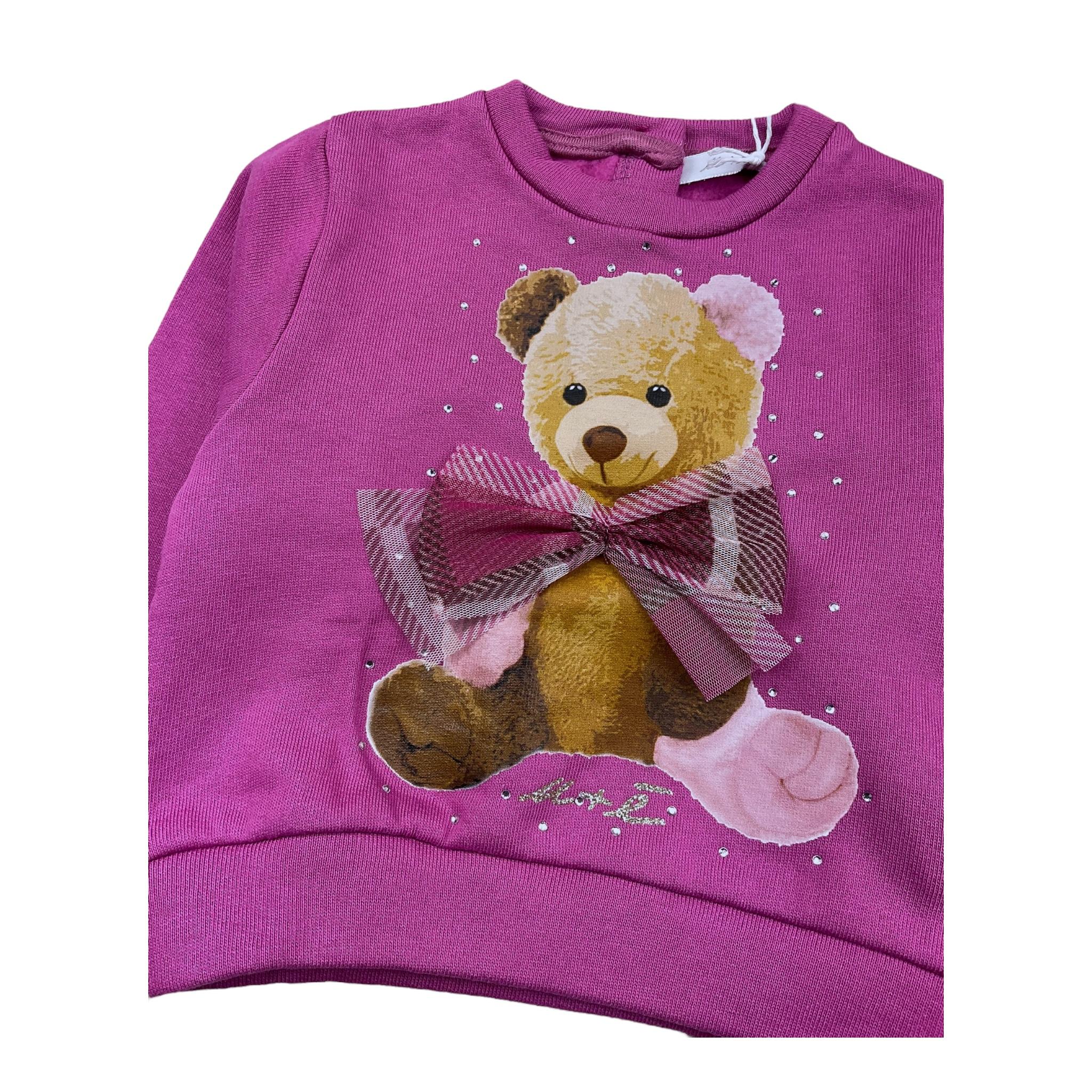 U+è BY MISS GRANT felpa chiusa girocollo tinta unita con stampa orso Viola per Neonata UE1668 VIOLA U+è BY MISS GRANT 