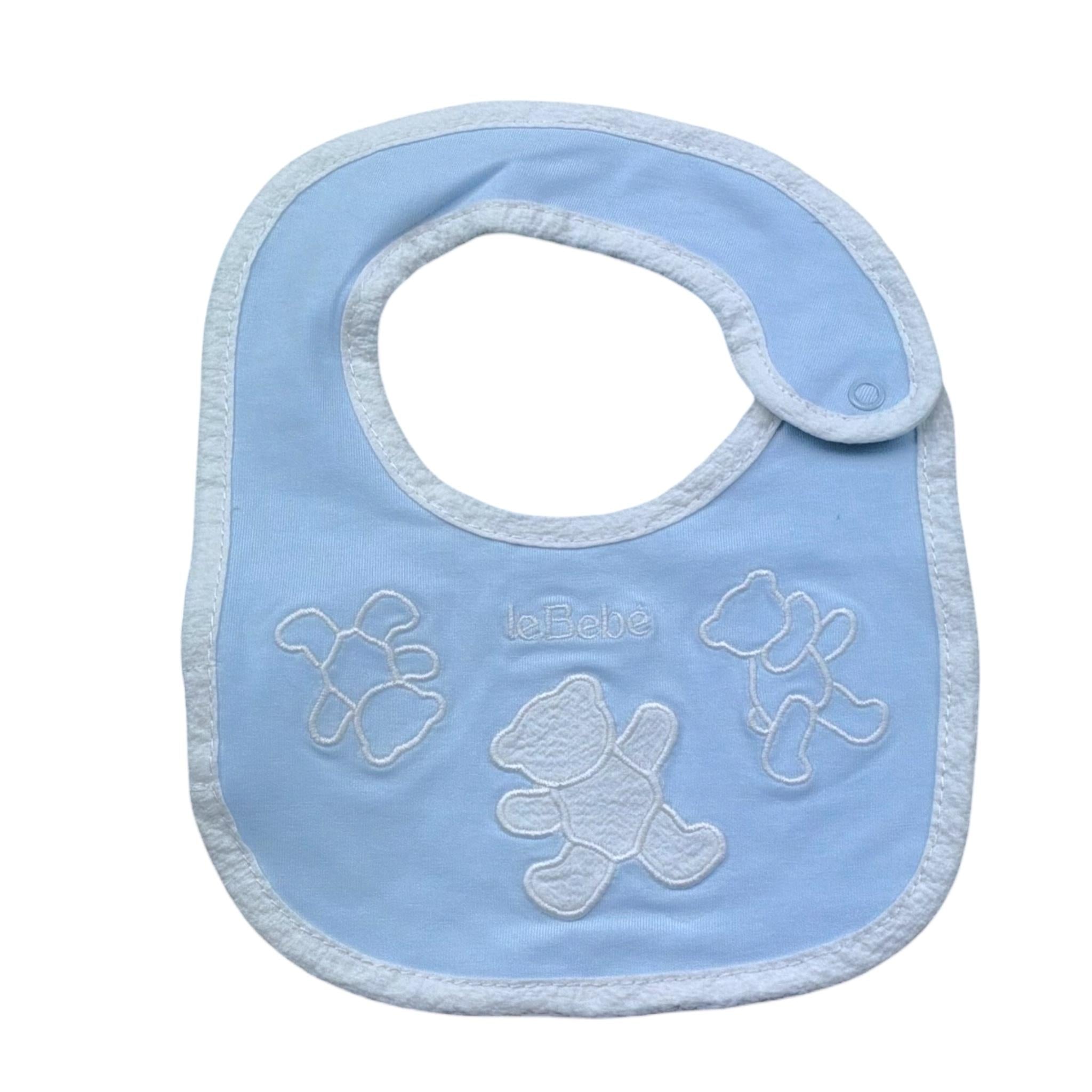 Le Bebe' Bavetta Tinta Unita con Stampa per Neonato LBB5296 AZZURRO LE BEBE' 