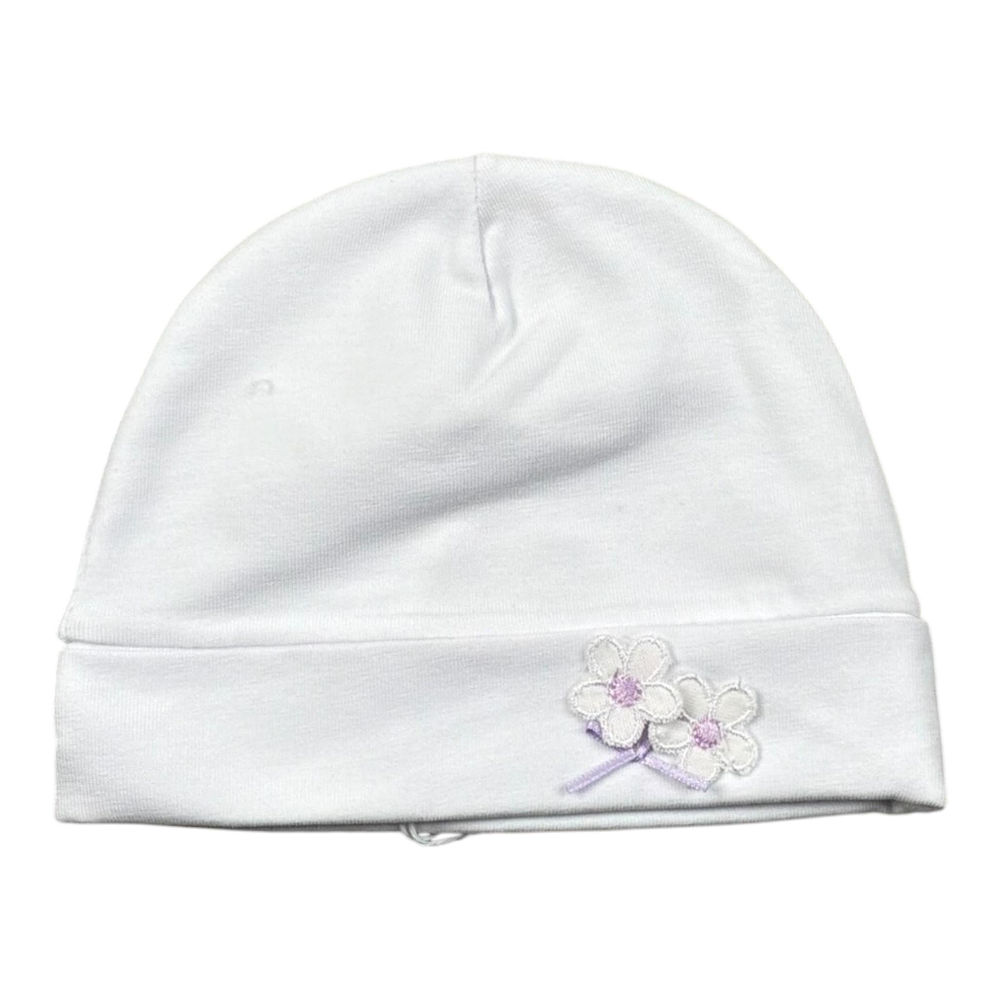 Lalalu' Cappello Tinta Unita con Ricami per Neonata CAL7G BIANCO LALALU' 