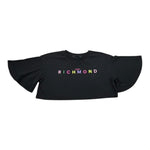 John Richmond T-Shirt Modello Crop Tinta Unita con Stampa per Bambina RGP26008TO NERO JOHN RICHMOND 