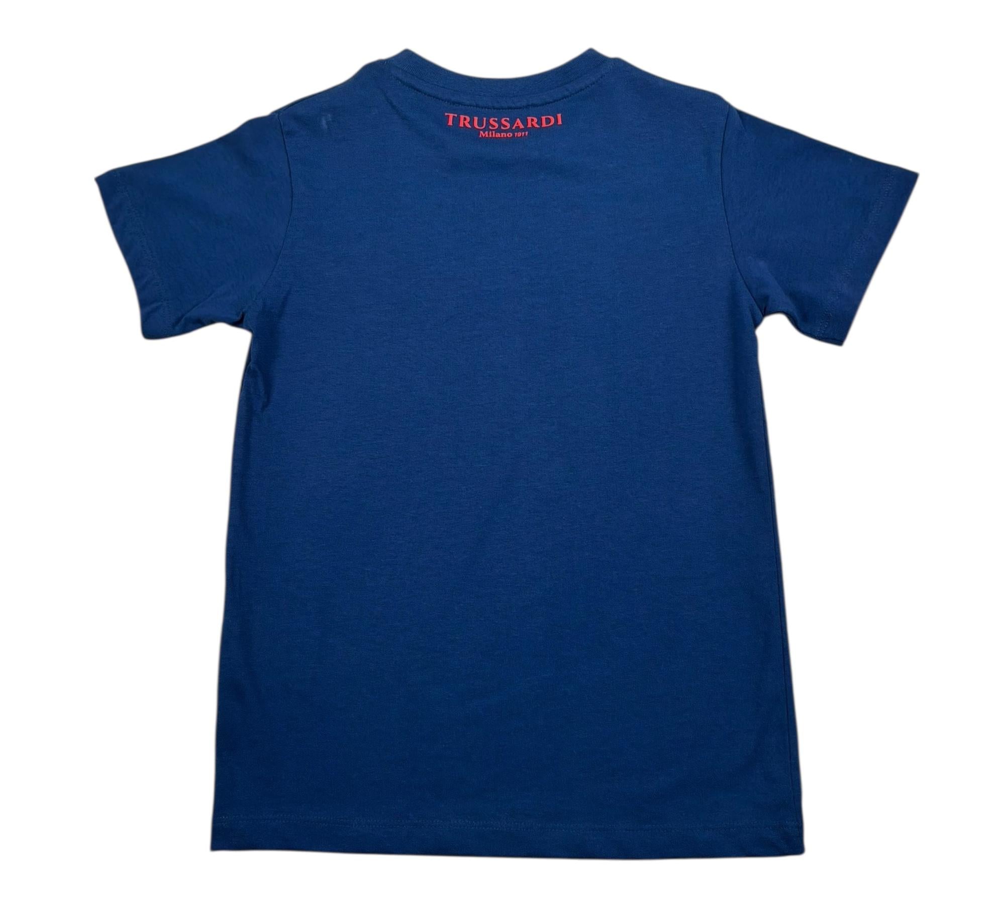 Trussardi T-Shirt Girocollo Tinta Unita con Logo per Bambino TBP26002TS BLU TRUSSARDI 