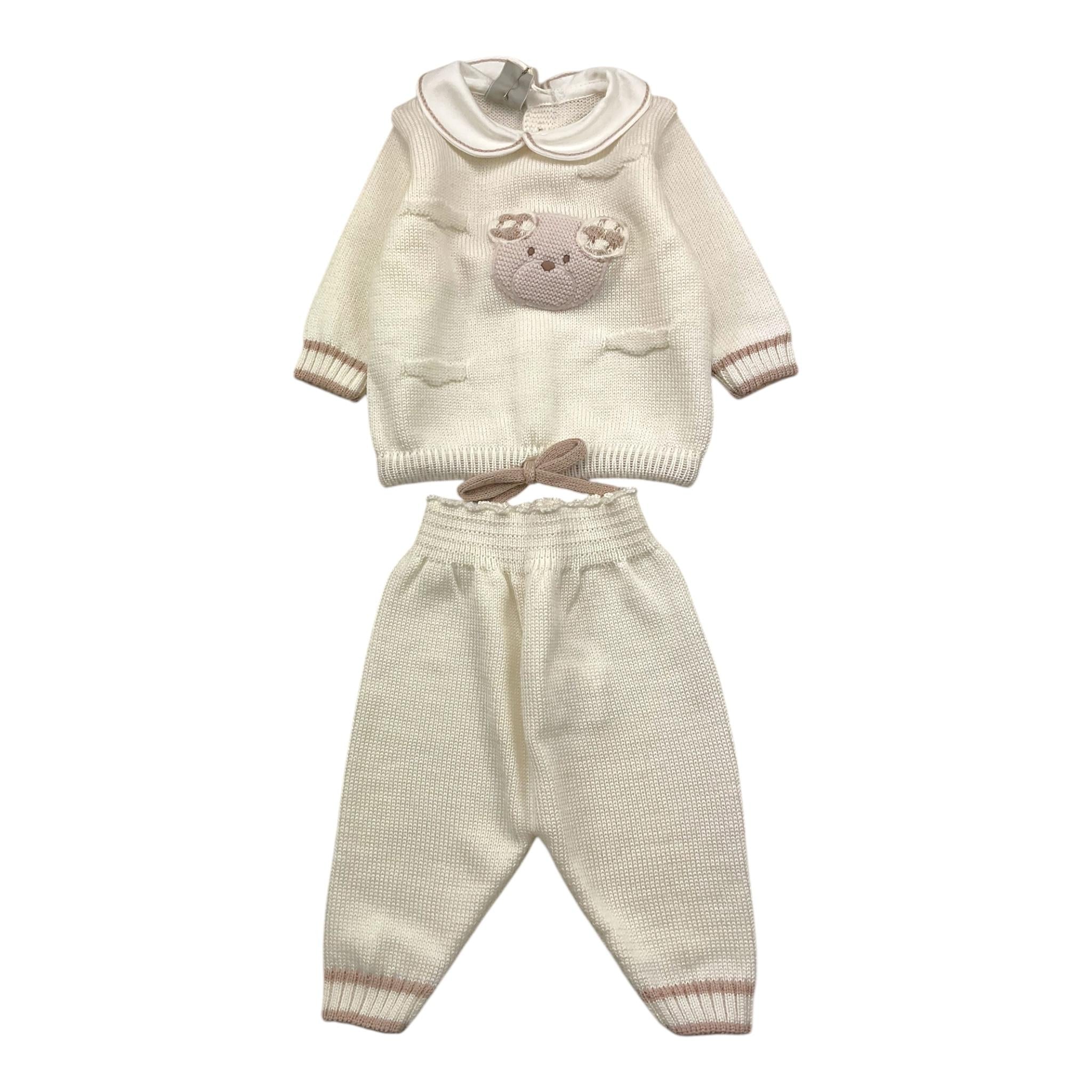 MARLU' tutina tinta unita con bottonicompleto 2pz maglia-pantalone tinta unita con stampa Panna per Neonata IB5550 PANNA MARLU' 