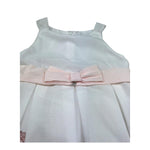 Barcellino Abito Giromanica Tinta Unita con Stampe per Bambina 121310 BIANCO BARCELLINO 