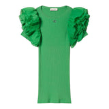 Twinset Abito Mezza Manica Tinta Unita Con Tulle Verde Per Bambina