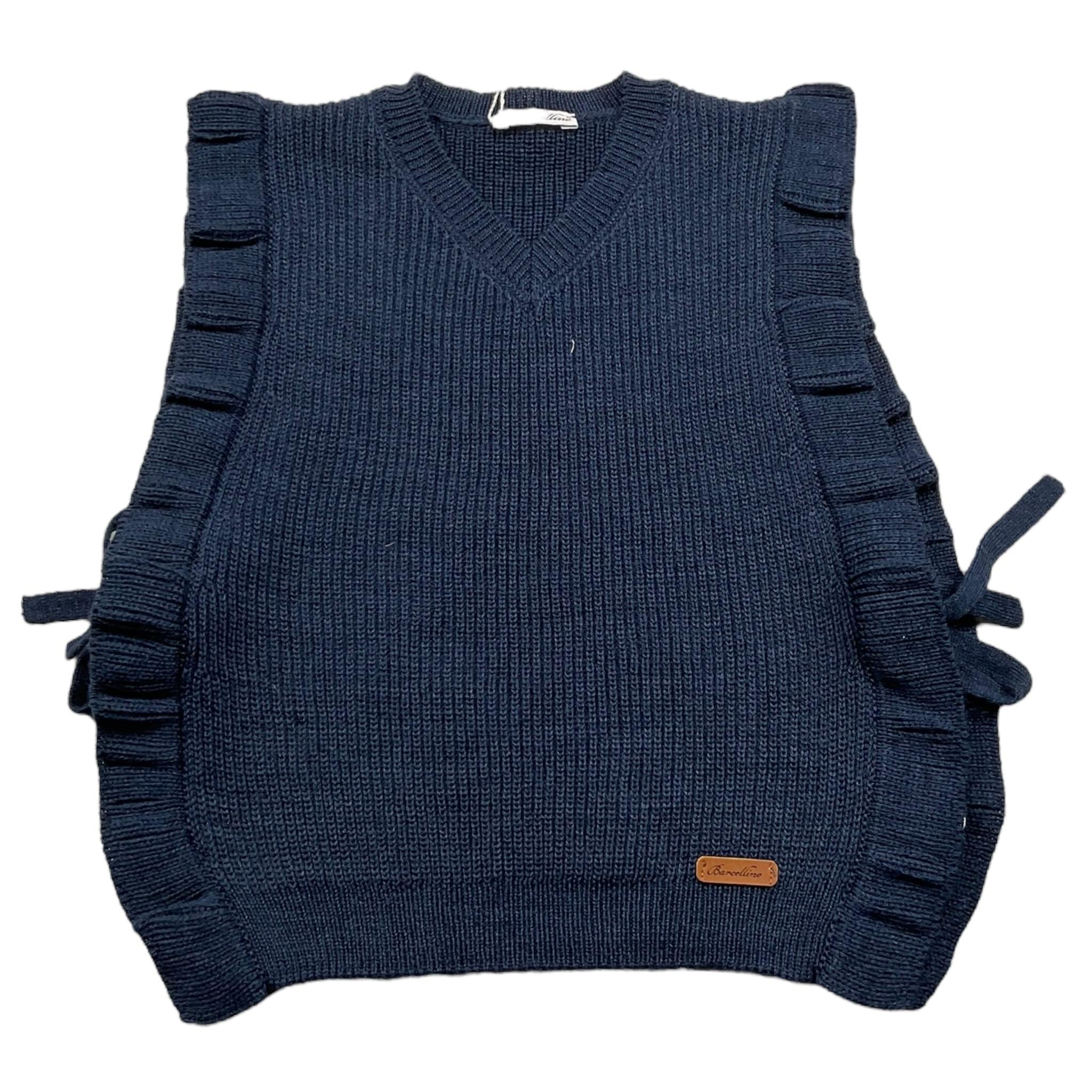 BARCELLINO gilet tinta unita scollo a v Blu per Bambina 115316J BLU BARCELLINO 