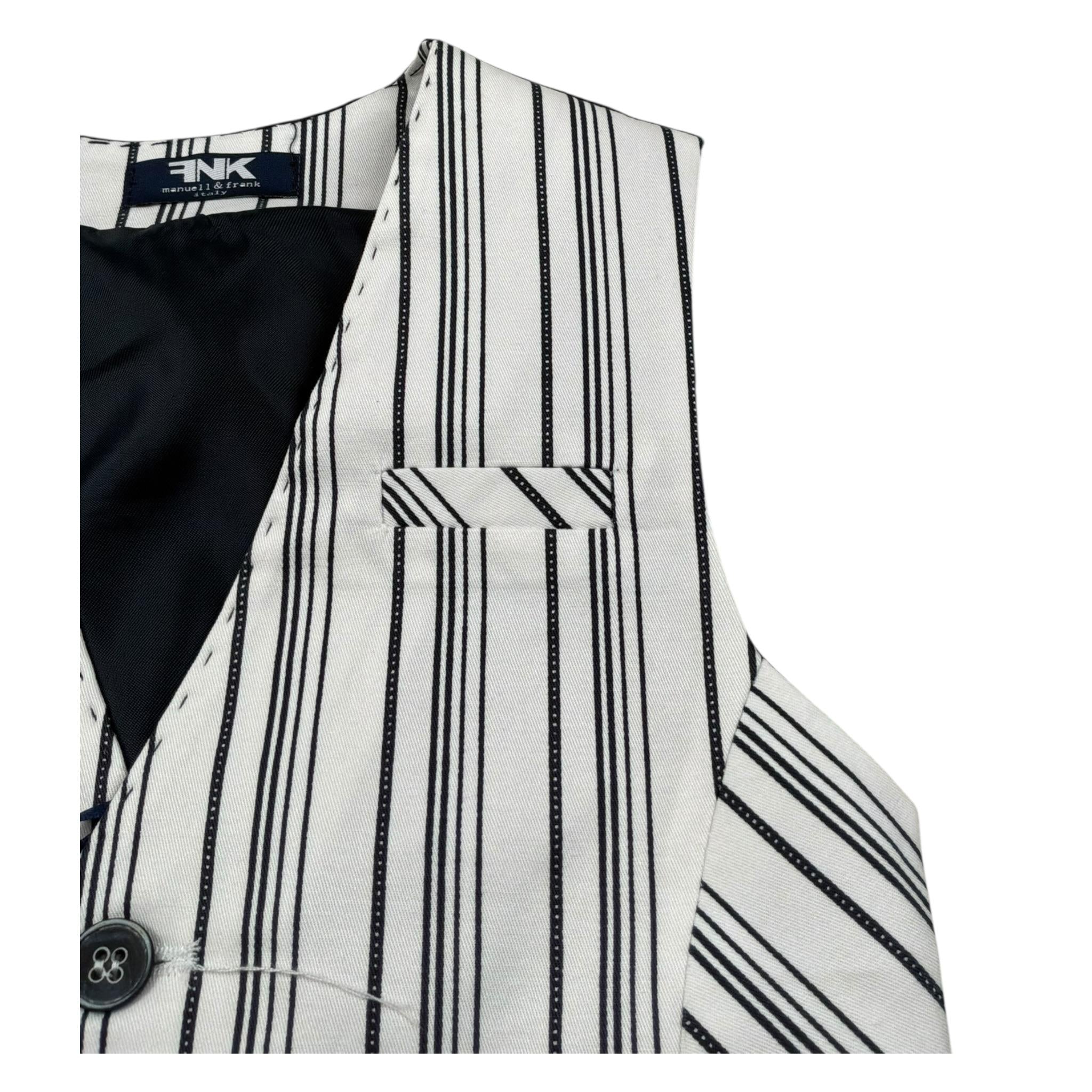 Manuell & Frank Gilet Bicolore Fantasia A Righe per Bambino MF5150B BIANCO/BLU MANUELL & FRANK 