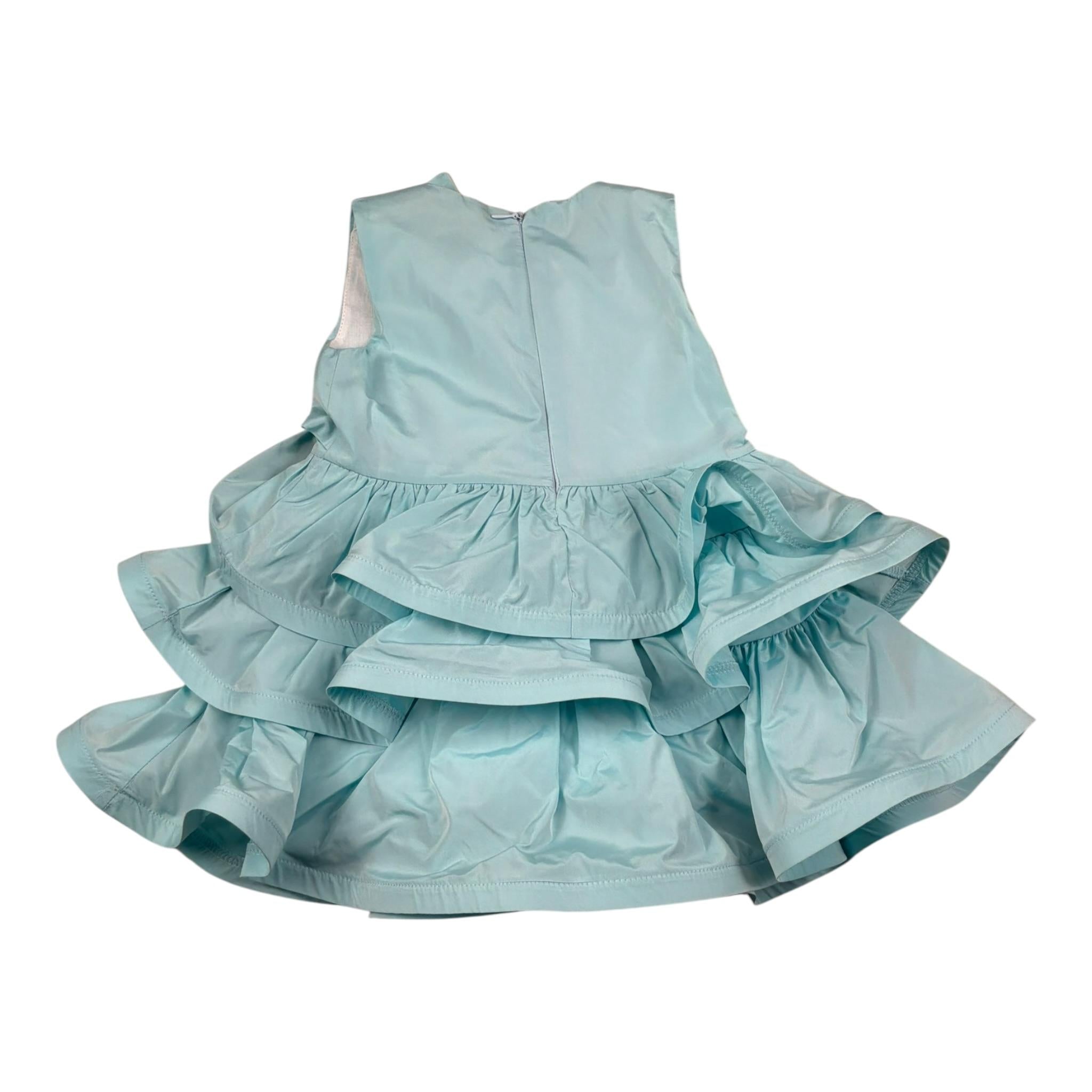 Miss Grant Abito Tinta Unita con Rouches per Neonata MG1344 AZZURRO MISS GRANT 