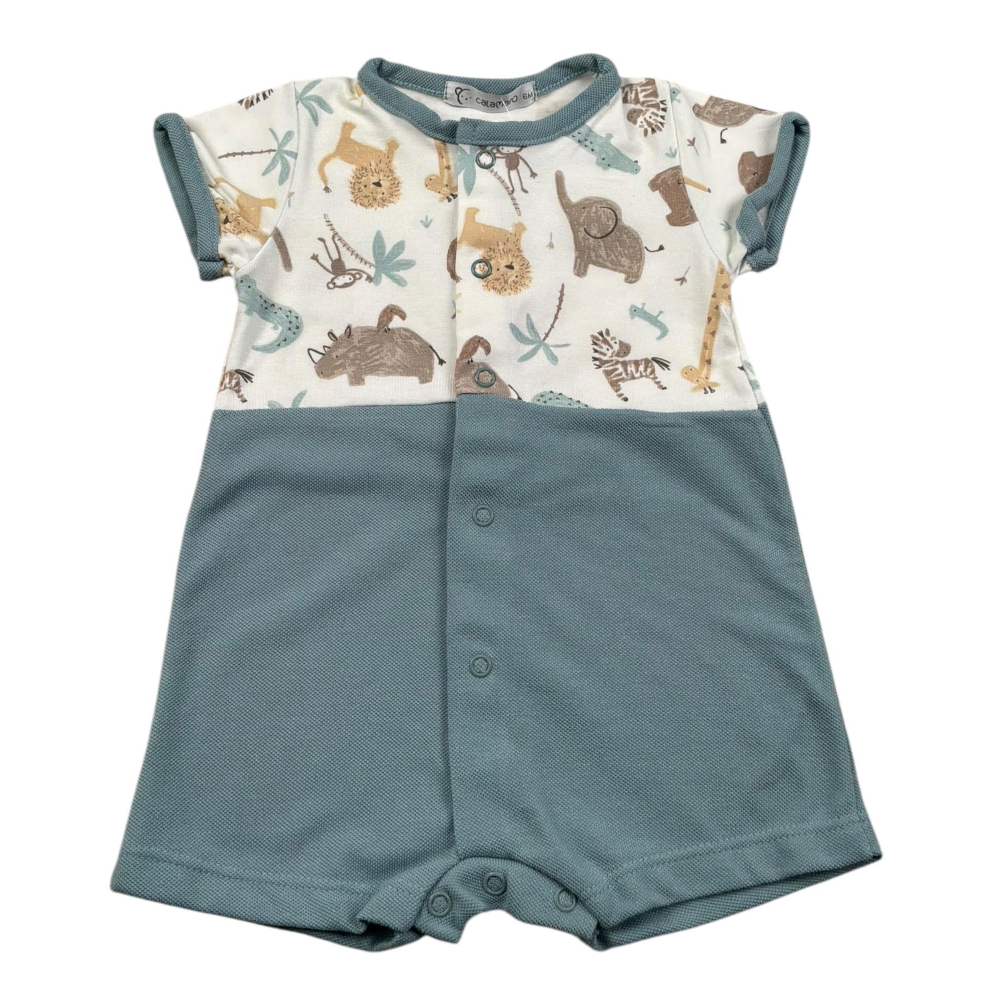 Calamaro Pagliaccetto Mezza Manica Bicolore per Neonato 32486 BIANCO/VERDE CALAMARO 