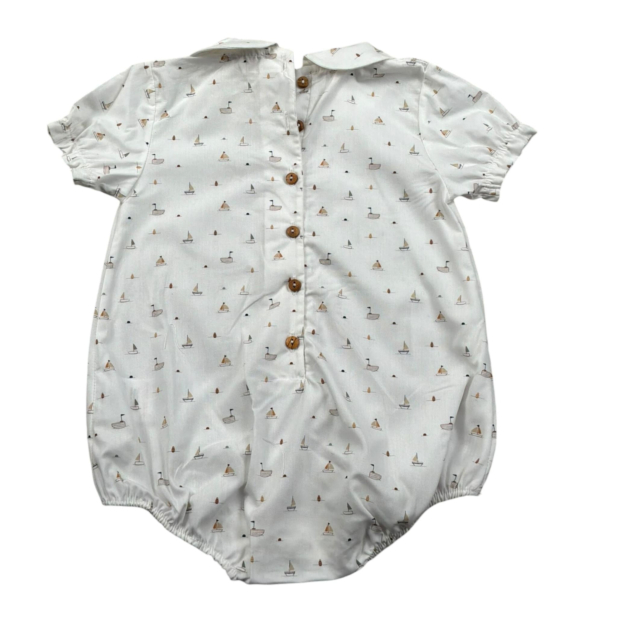 Wedoble Pagliaccetto Mezza Manica Tinta Unita con Stampe per Neonato V2504716A BIANCO WEDOBLE 