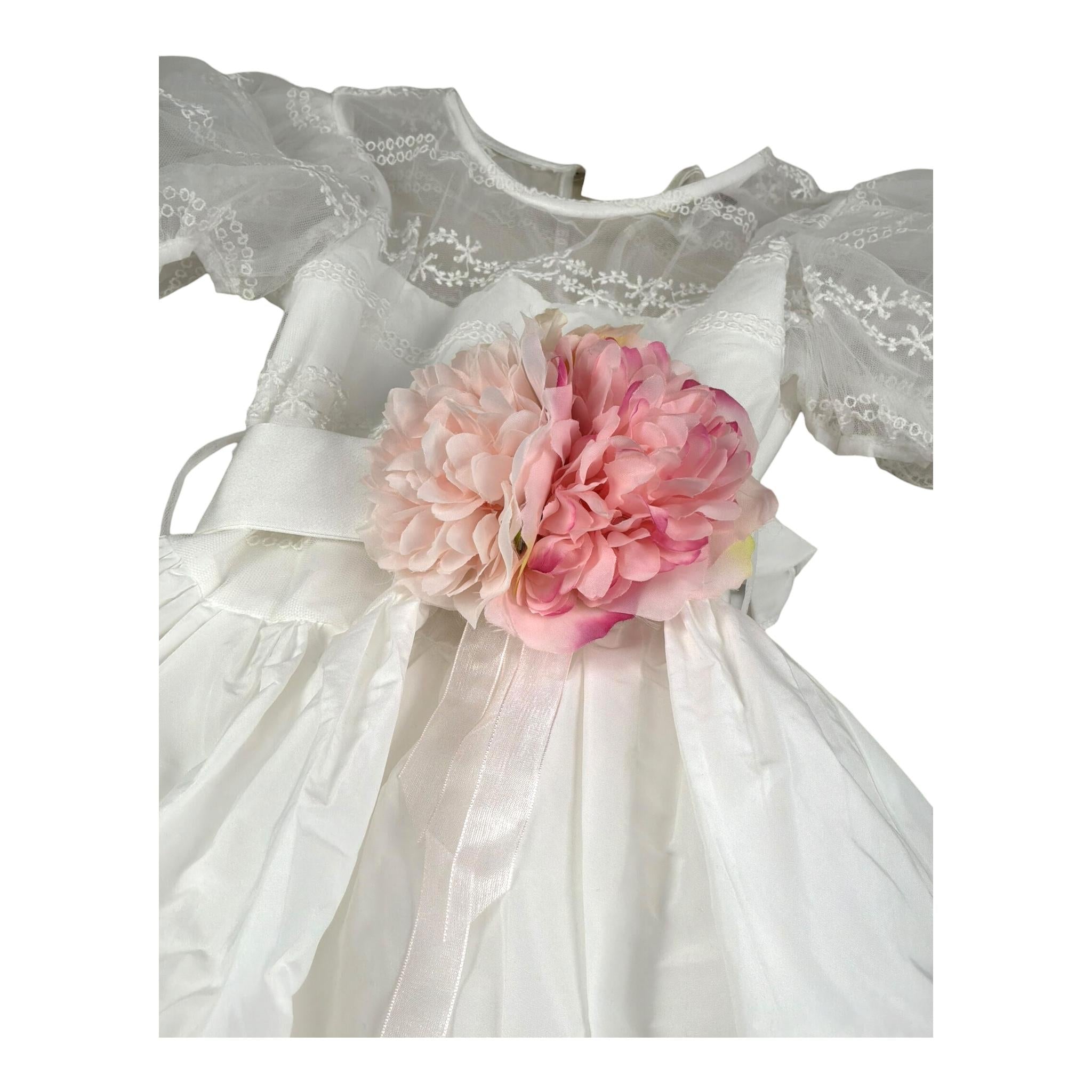 Monnalisa Abito Cerimonia Tinta Unita Mezza Manica per Bambina 77E900 BIANCO MONNALISA 