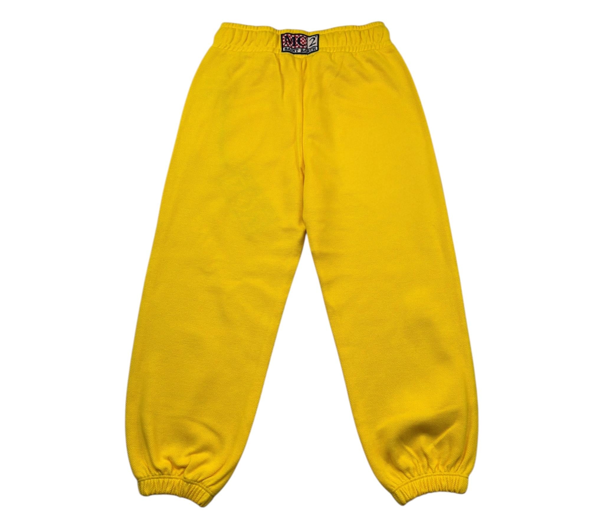 Saint Barth Pantalone Tuta Tinta Unita con Ricamo per Bambino KENTON GIALLO SAINT BARTH 