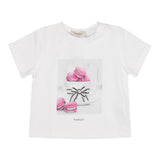 Twinset T-Shirt Girocollo Tinta Unita Con Stampa Bianco Per Bambina