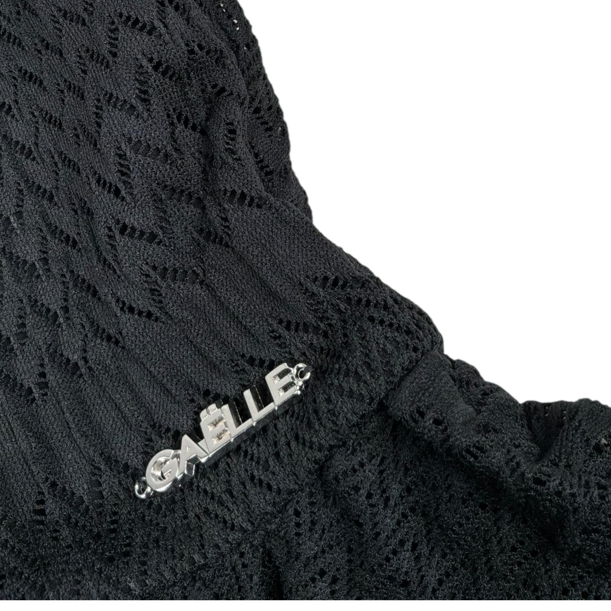 Gaelle Abito Giromanica Tinta Unita con Trafori per Bambina 2746V00398X NERO GAELLE 