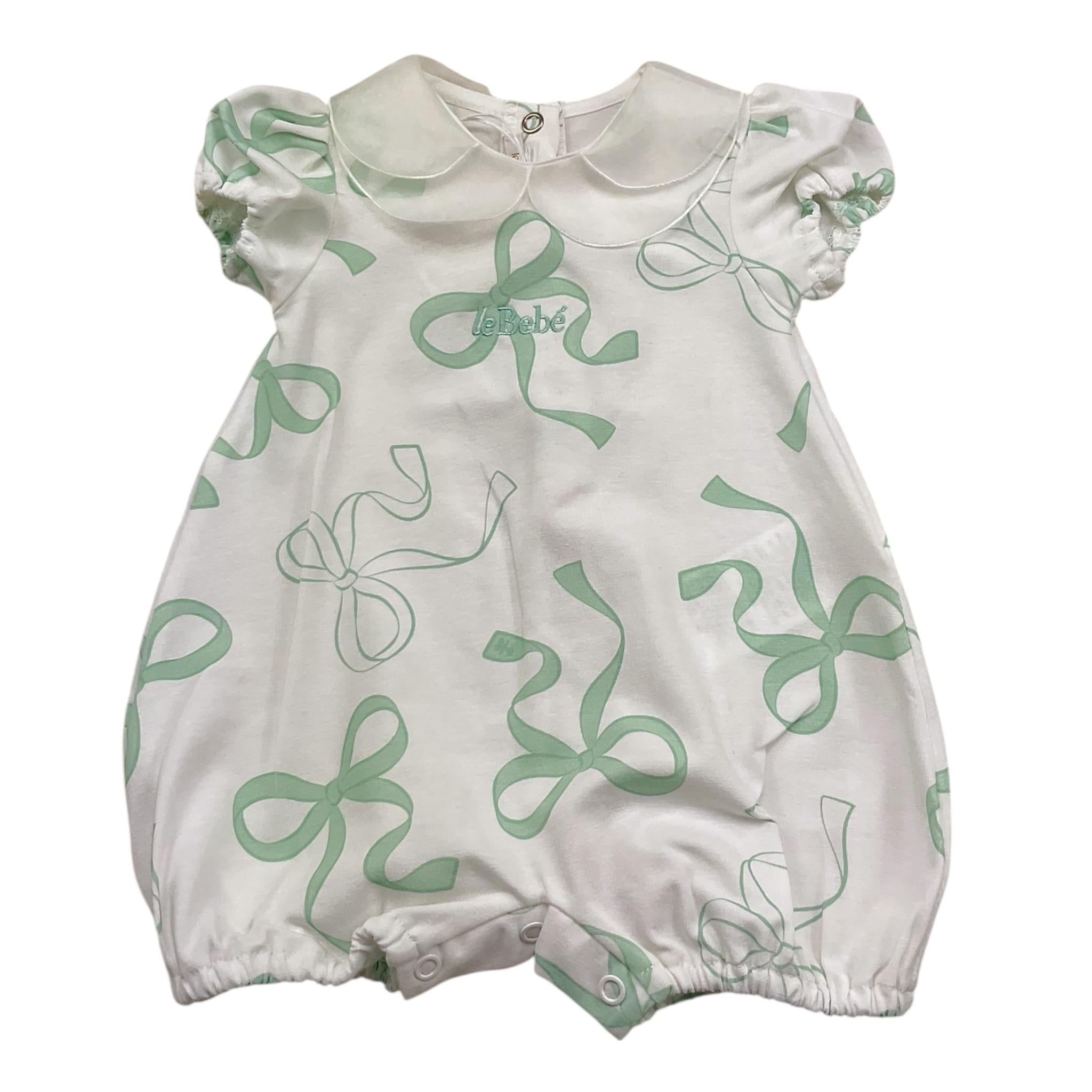 Le Bebe' Pagliaccetto Tinta Unita con Stampa E Collette per Neonata LBG5621 BIANCO LE BEBE' 