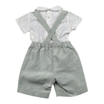 Barcellino Completo 2 Pezzi Camicia-Bermuda con Bretelle per Neonato 120712 BIANCO BARCELLINO 