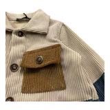NEVER TOO camicia tricolore con taschino in camoscio Beige per Neonato NT2218N BEIGE NEVER TOO 