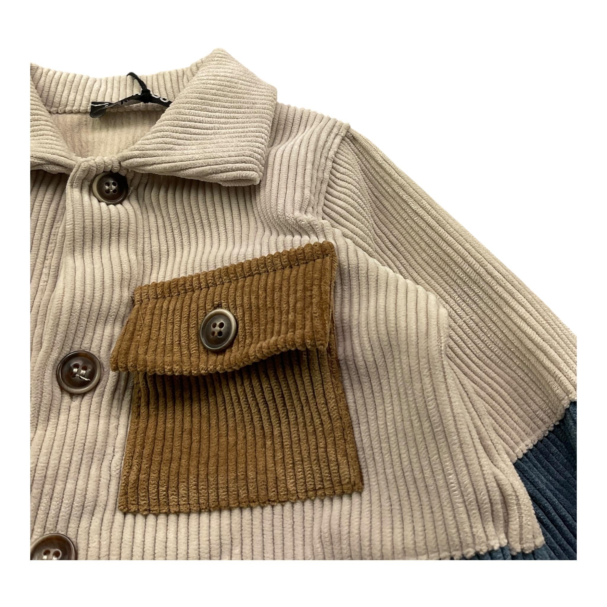 NEVER TOO camicia tricolore con taschino in camoscio Beige per Neonato NT2218N BEIGE NEVER TOO 