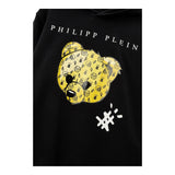 PHILIPPE PLEIN felpa chiusa con cappuccio tinta unita con logo Nero per Bambino 25F005 NERO PHILIPPE PLEIN 