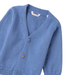 Mini Banda Cardigan tinta unita con Bottoni In Contrasto Azzurro per Neonato 3B643X AZZURRO MINI BANDA 