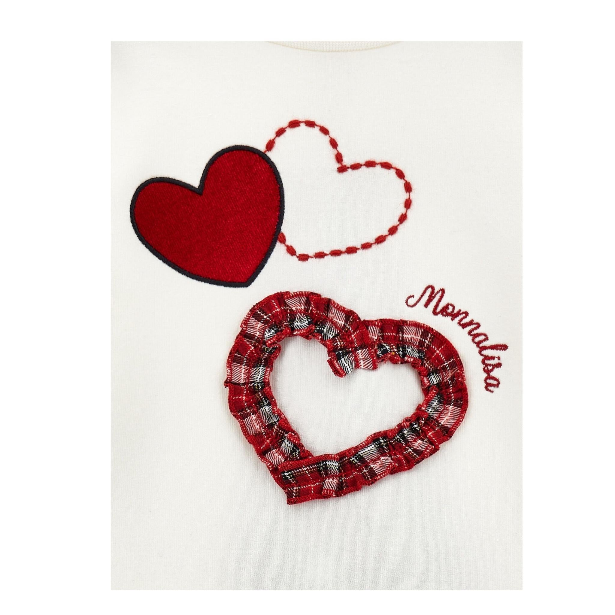 MONNALISA abito manica lunga tinta unita cn cuori Panna per Bambina 19D924 PANNA MONNALISA 