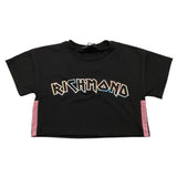 JOHN RICHMOND t-shirt crop tinta unita con stampa in contrasto Nero per Bambina RGA25224TS NERO JOHN RICHMOND 
