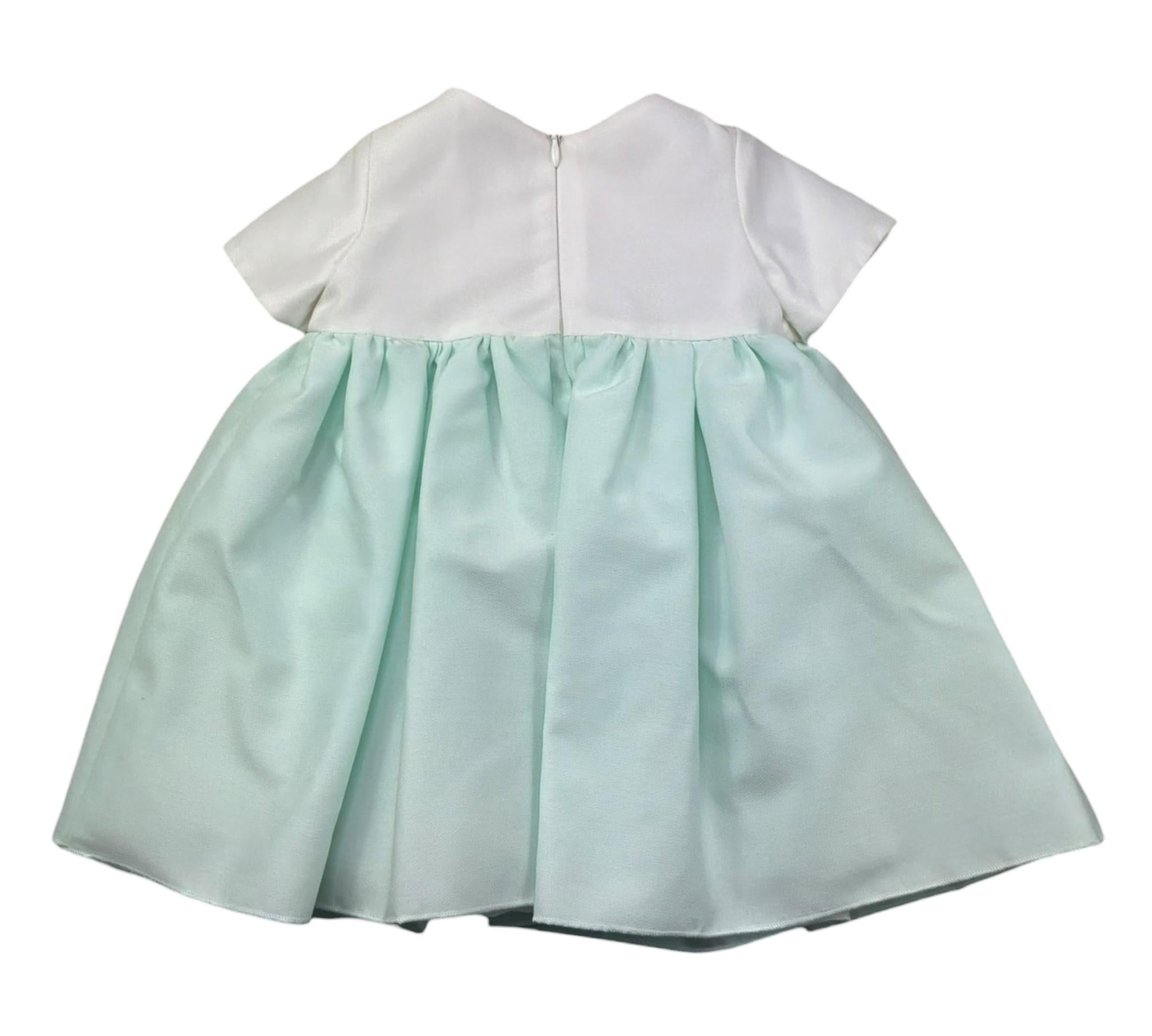Le Bebe Abito Mezza Manica Bicolore per Neonata LBG6431 BIANCO/VERDE ACQUA LE BEBE 